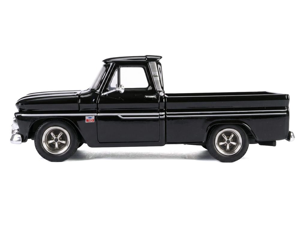 1966 Chevrolet C10 Fleetside Pickup Truck Black "Maxx Design" "Timeless Legends" Series 1/24 Diecast Model Car by Motormax view 2