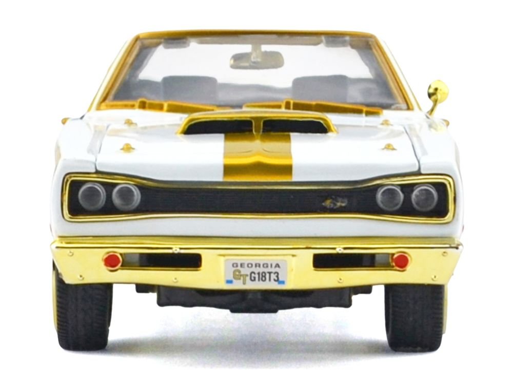 1969 Dodge Coronet Super Bee White Metallic with Gold Accents "Luxe Legends" Series 1/24 Diecast Model Car by Motormax view 4