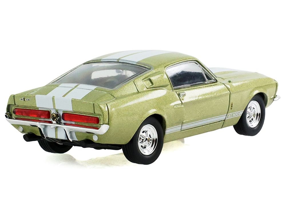 1967 Ford Shelby GT500 Lime Gold Metallic with White Stripes "Stampede" Series 2 1/64 Diecast Model Car by Greenlight view 3