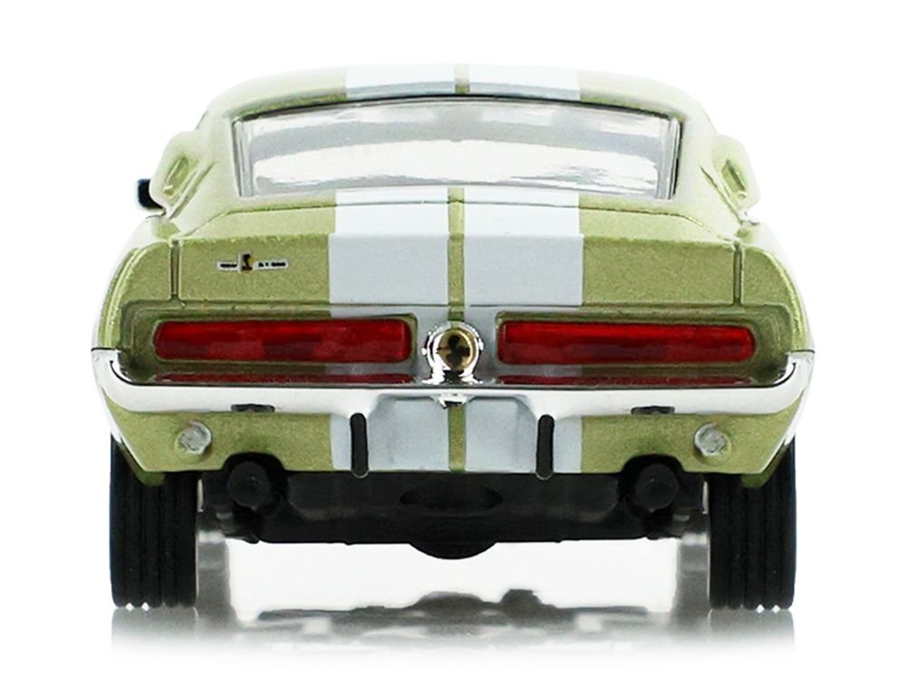 1967 Ford Shelby GT500 Lime Gold Metallic with White Stripes "Stampede" Series 2 1/64 Diecast Model Car by Greenlight view 4