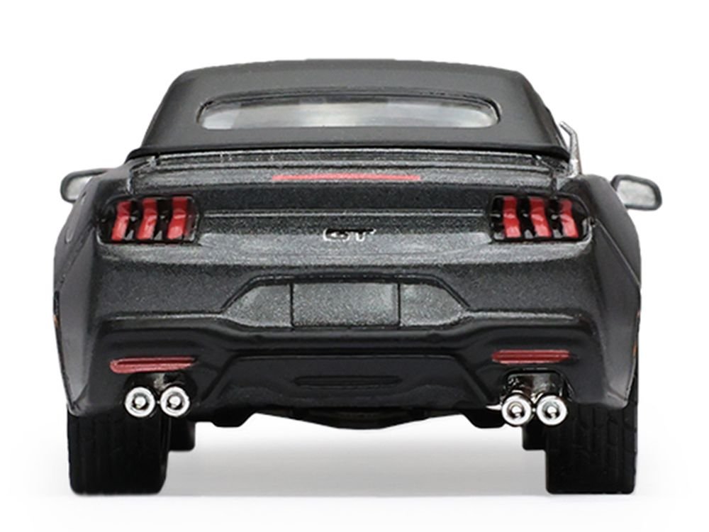 2024 Ford Mustang GT 5.0 Convertible Dark Matter Gray Metallic with Black Soft Top "Stampede" Series 2 1/64 Diecast Model Car by Greenlight view 5