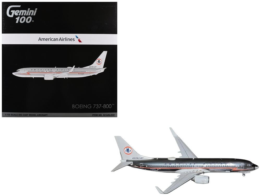 Boeing 737-800 Commercial Aircraft "American Airlines - American Heritage Jet" (N905NN) Silver with Red Stripes "Gemini 100" Series 1/100 Diecast Model Airplane by GeminiJets