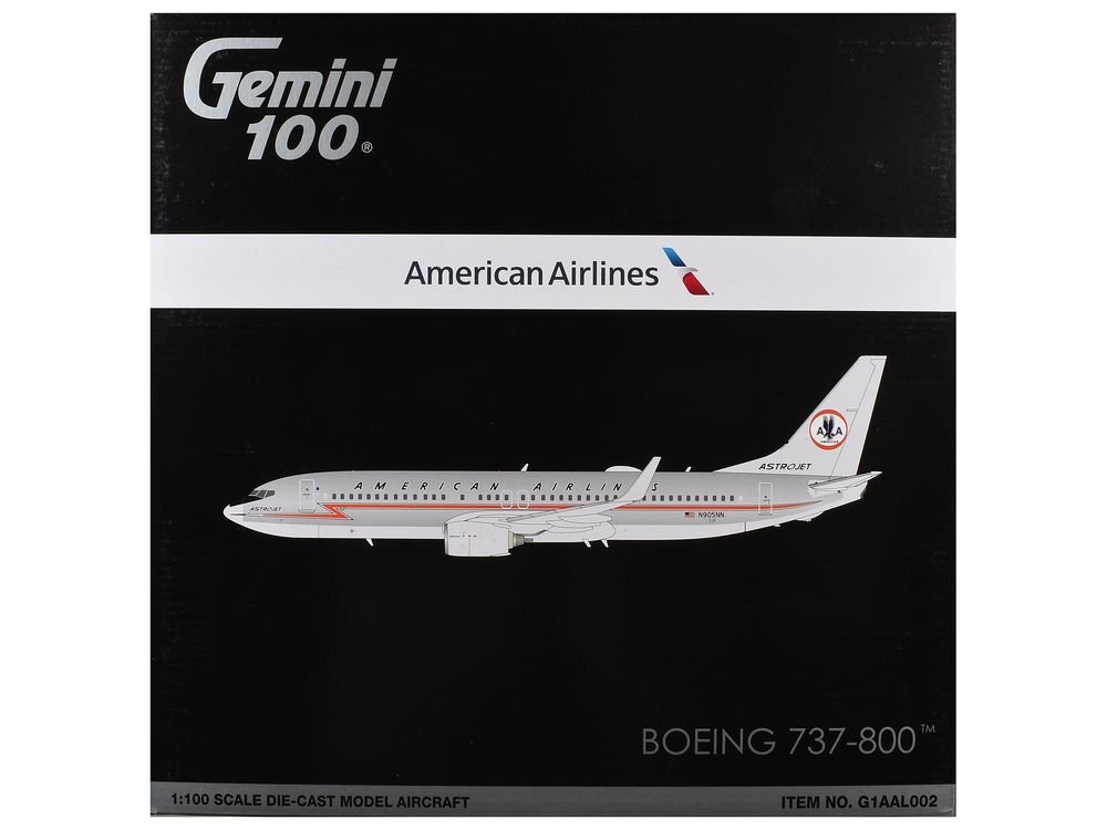 Boeing 737-800 Commercial Aircraft "American Airlines - American Heritage Jet" (N905NN) Silver with Red Stripes "Gemini 100" Series 1/100 Diecast Model Airplane by GeminiJets view 3