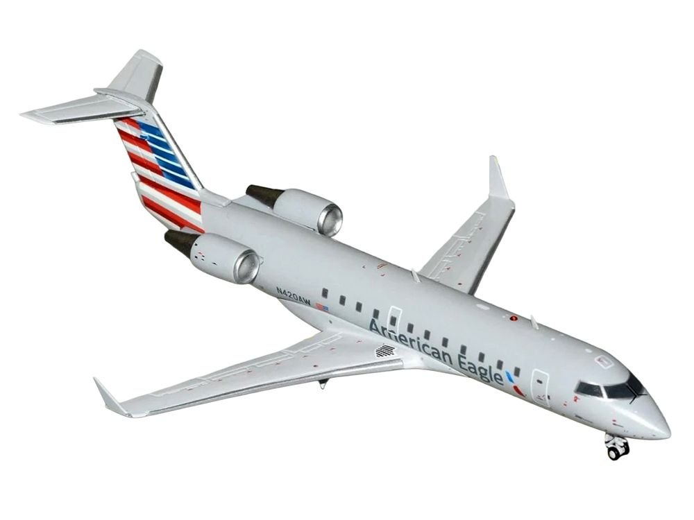 Bombardier CRJ200 Commercial Aircraft "American Eagle" (N420AW) Gray with Striped Tail "Gemini 200" Series 1/200 Diecast Model Airplane by GeminiJets view 2