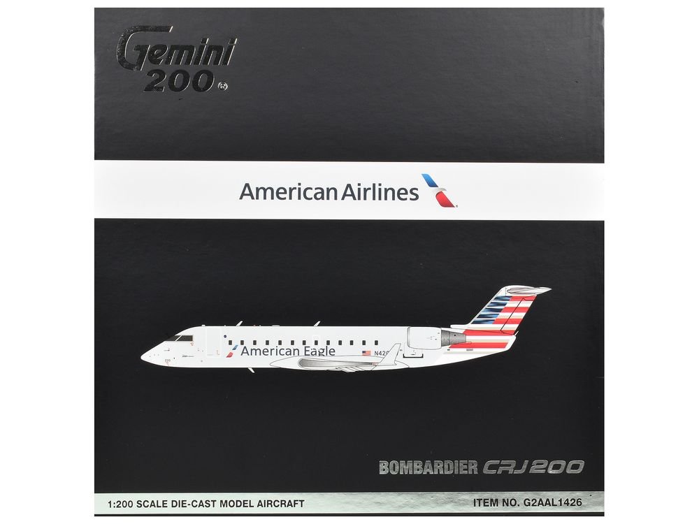 Bombardier CRJ200 Commercial Aircraft "American Eagle" (N420AW) Gray with Striped Tail "Gemini 200" Series 1/200 Diecast Model Airplane by GeminiJets view 3