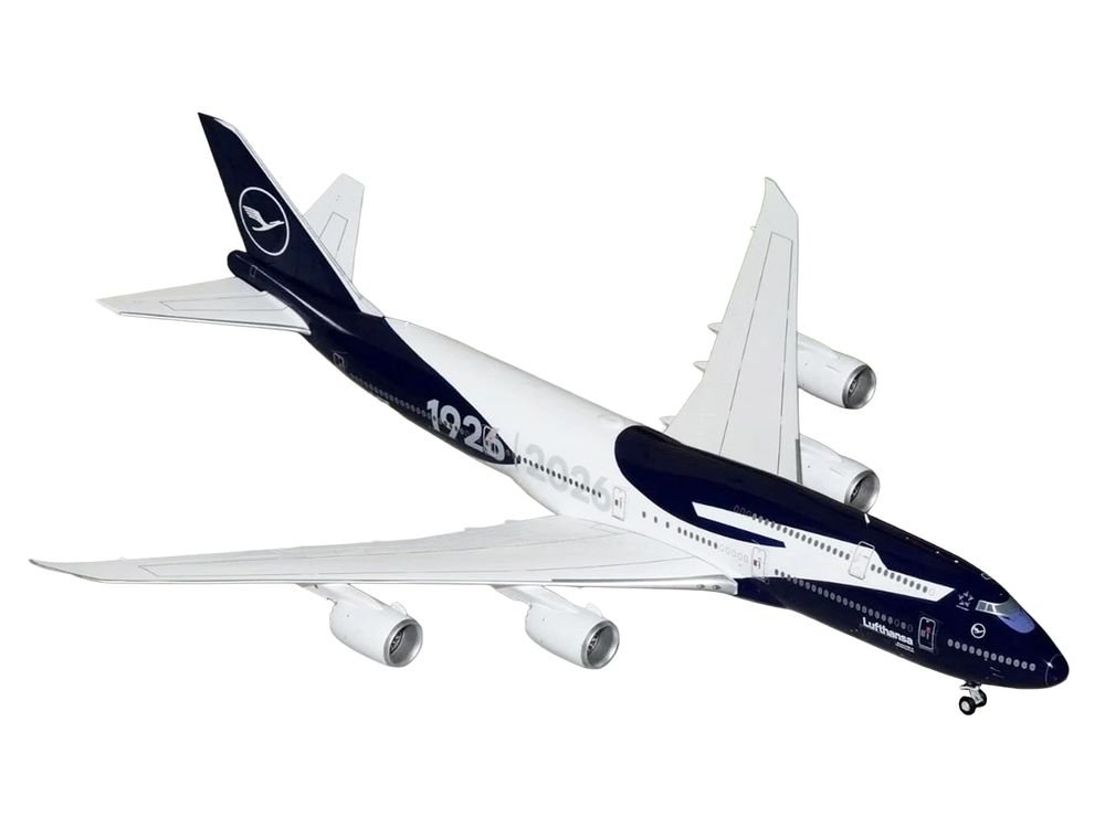 Boeing 747-8I Commercial Aircraft "Lufthansa 100 Years" (D-ABYN) Dark Blue and White "Gemini 200" Series 1/200 Diecast Model Airplane by GeminiJets view 2