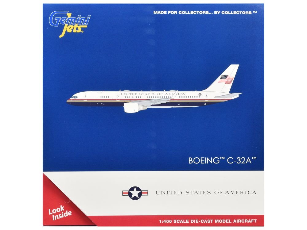 Boeing C-32A Transport Aircraft "Air Force Two - United States of America" (99-0003) White and Blue with Red Stripes 1/400 Diecast Model Airplane by GeminiJets view 3
