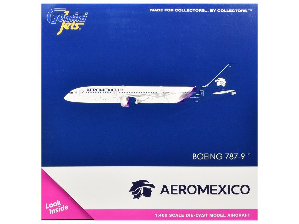 Boeing 787-9 Commercial Aircraft "Aeromexico" (N815AM) White with Blue Tail 1/400 Diecast Model Airplane by GeminiJets view 3