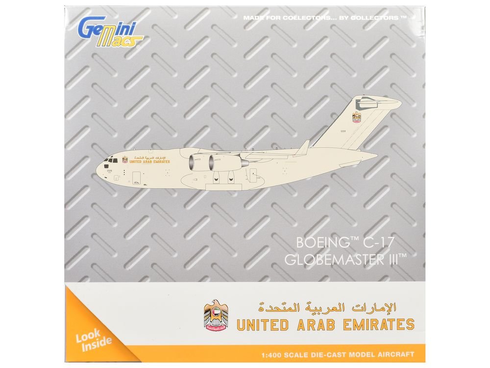Boeing C-17 Globemaster III Transport Aircraft "United Arab Emirates Air Force" Beige "Gemini Macs" Series 1/400 Diecast Model Airplane by GeminiJets view 3