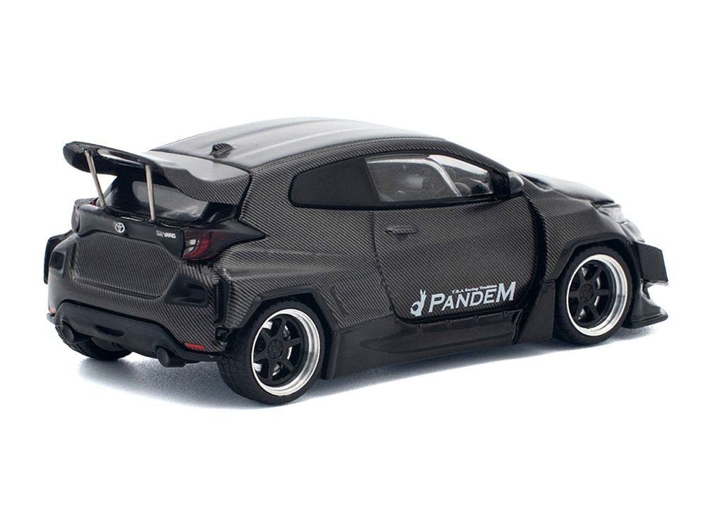 Toyota "Pandem" GR Yaris RHD (Right Hand Drive) Carbon Fiber 1/64 Diecast Model Car by Pop Race view 4
