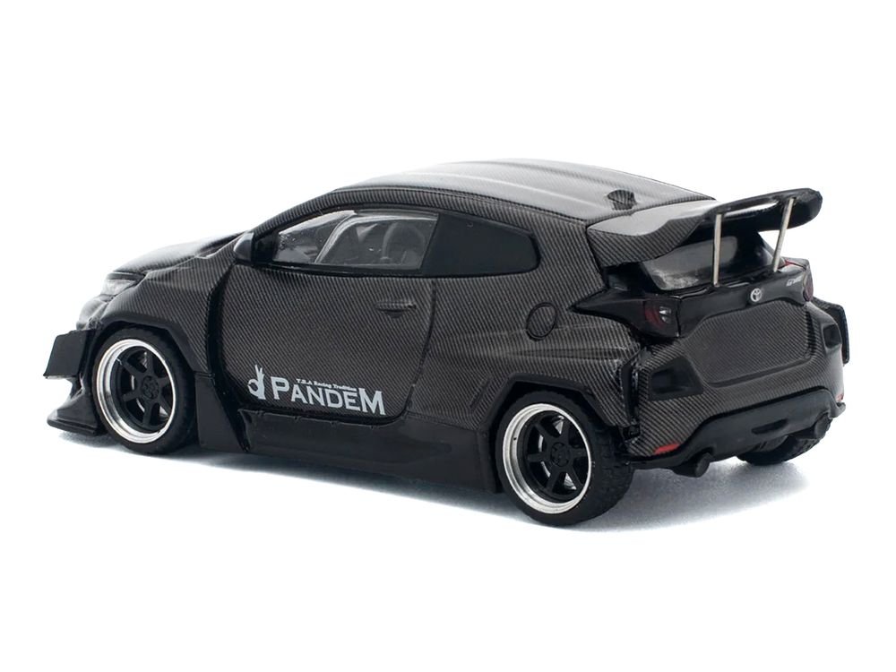 Toyota "Pandem" GR Yaris RHD (Right Hand Drive) Carbon Fiber 1/64 Diecast Model Car by Pop Race view 5