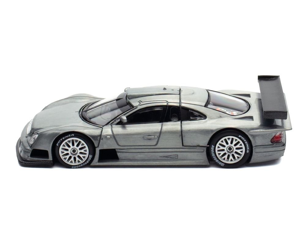 Mercedes-Benz CLK GTR Raw Metal 1/64 Diecast Model Car by Pop Race view 3