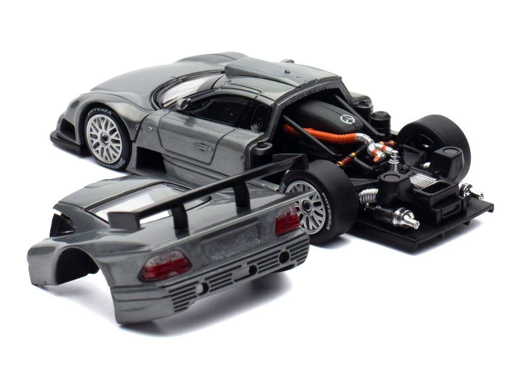 Mercedes-Benz CLK GTR Raw Metal 1/64 Diecast Model Car by Pop Race view 4
