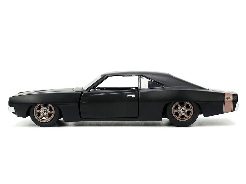 1968 Dodge Charger Widebody Matt Black with Bronze Tail Stripe "F9" (2021) Movie "25 Years of Fast & Furious" Series 1/32 Diecast Model Car by Jada view 3