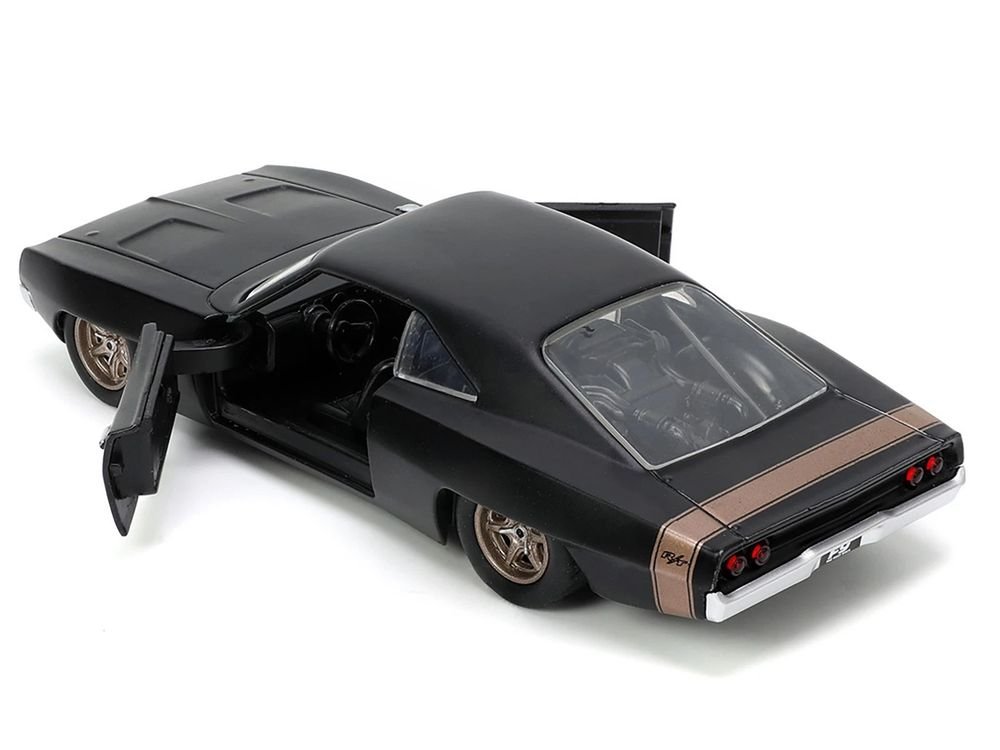1968 Dodge Charger Widebody Matt Black with Bronze Tail Stripe "F9" (2021) Movie "25 Years of Fast & Furious" Series 1/32 Diecast Model Car by Jada view 4