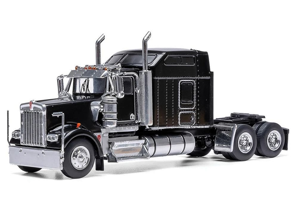 1990 Kenworth W900 Truck Tractor Black 1/64 Diecast Model by IXO Models view 2