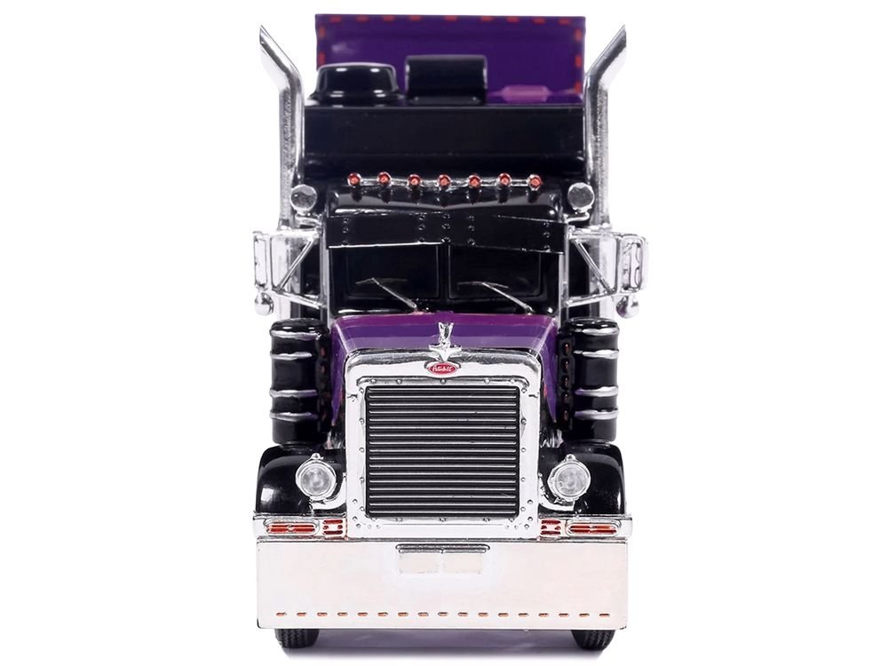 Peterbilt 379 Truck with Sleeper and Dry Goods Trailer "Night Moves" Black with Graphics "J1 Diecast" Series 1/64 Diecast Model by IXO Models view 5