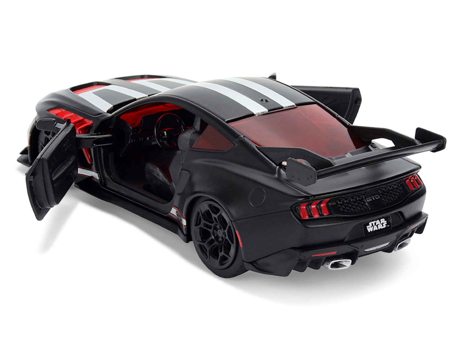 2025 Ford Mustang GTD "Darth Vader" Matt Black with Silver Stripes and Graphics "Star Wars" "Hollywood Rides" Series 1/32 Diecast Car Model by Jada view 4