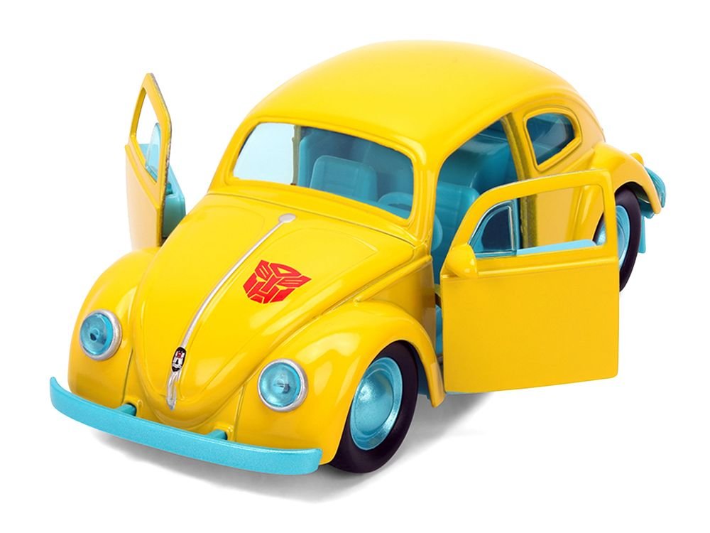 Volkswagen Beetle "Bumblebee" Yellow with Blue Interior "Transformers - Energon Surge" "Hollywood Rides" Series 1/32 Diecast Car Model by Jada view 2