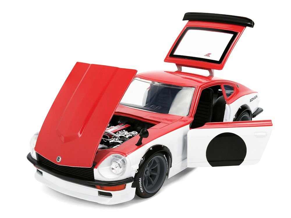 1972 Datsun 240Z Red and White "JDM Tuners" Series 1/24 Diecast Car Model by Jada view 2