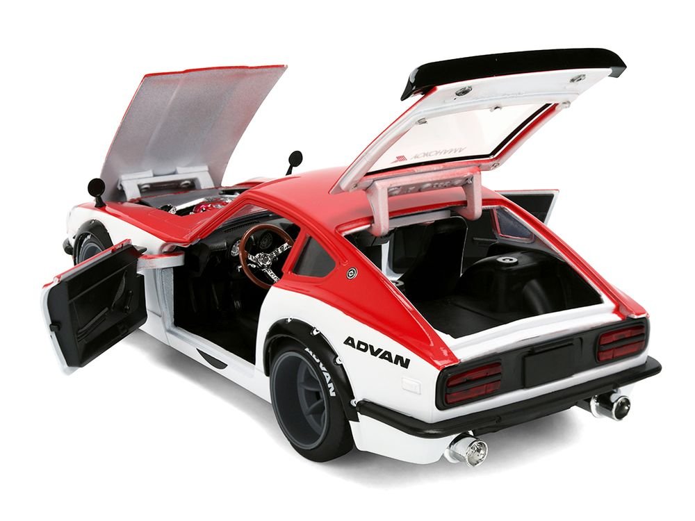 1972 Datsun 240Z Red and White "JDM Tuners" Series 1/24 Diecast Car Model by Jada view 4