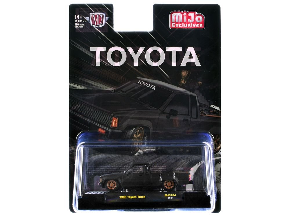 1985 Toyota SR5 Pickup Truck "Slammed Custom" Matt Gray with Carbon Hood Limited Edition to 10890 pieces Worldwide 1/64 Diecast Model Car by M2 Machines view 3