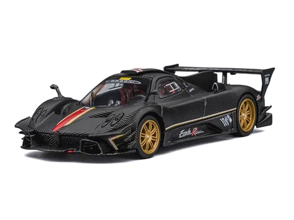 Nurburgring Diorama Set with Pagani Zonda Revolucion Carbon with Red and Gold Stripes and Extra Wheels 1/64 Diecast Model Car by CM Model view 5