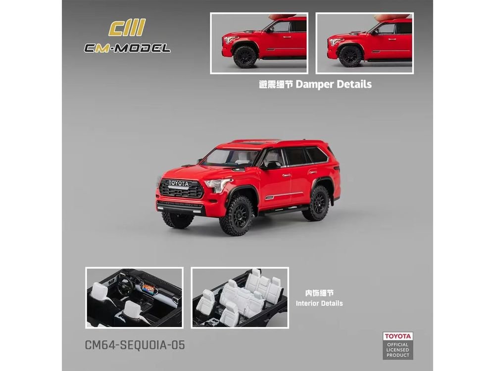 2024 Toyota Sequoia Solar Red 1/64 Diecast Model Car by CM Model view 4