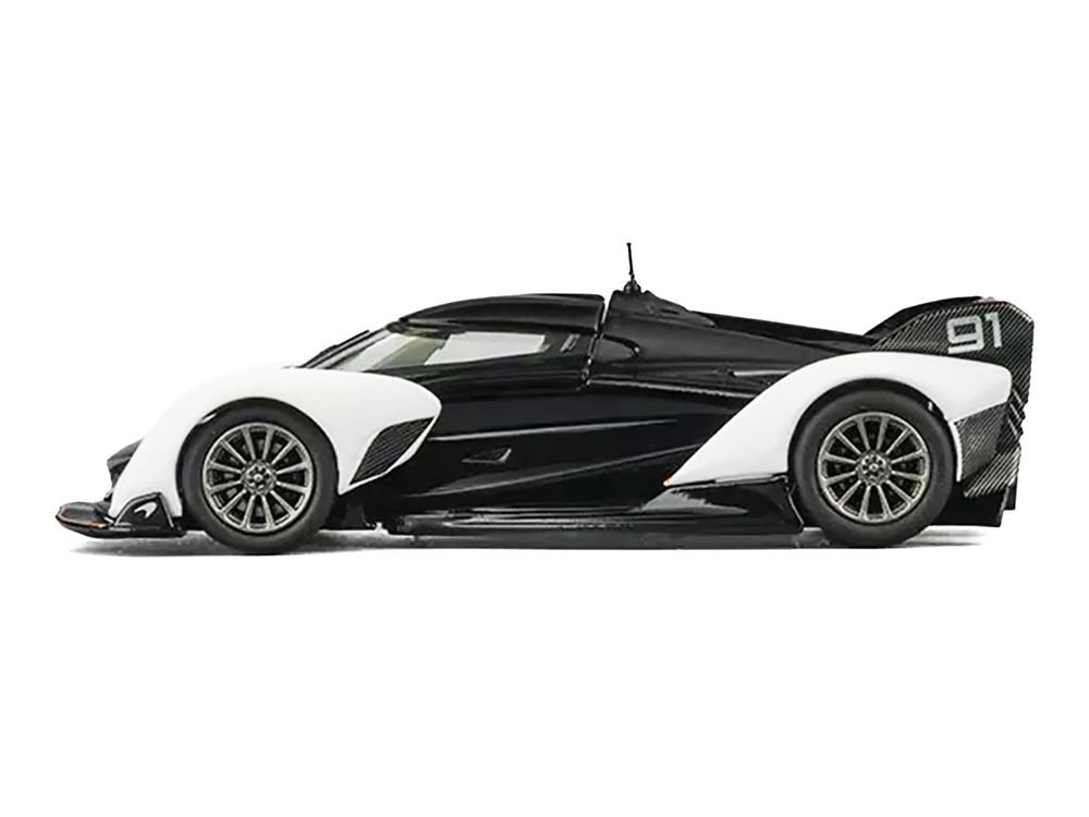 McLaren Solus GT #91 Black and White with Orange Accents 1/64 Diecast Model Car by CM Model view 3