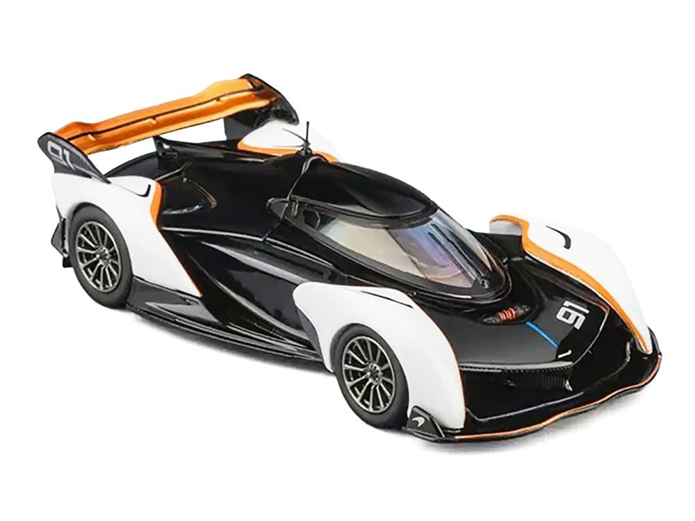 McLaren Solus GT #91 Black and White with Orange Accents 1/64 Diecast Model Car by CM Model view 4
