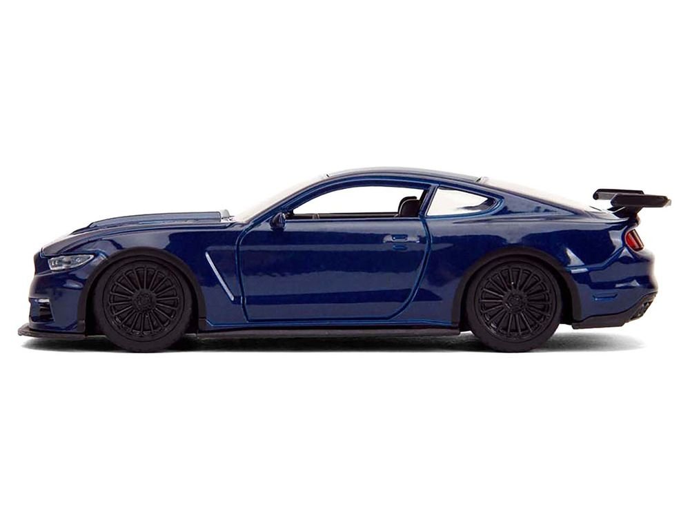 2016 Ford Mustang GT Dark Blue Metallic with White Stripe "F9" (2021) Movie "25 Years of Fast & Furious" Series 1/32 Diecast Model Car by Jada view 3