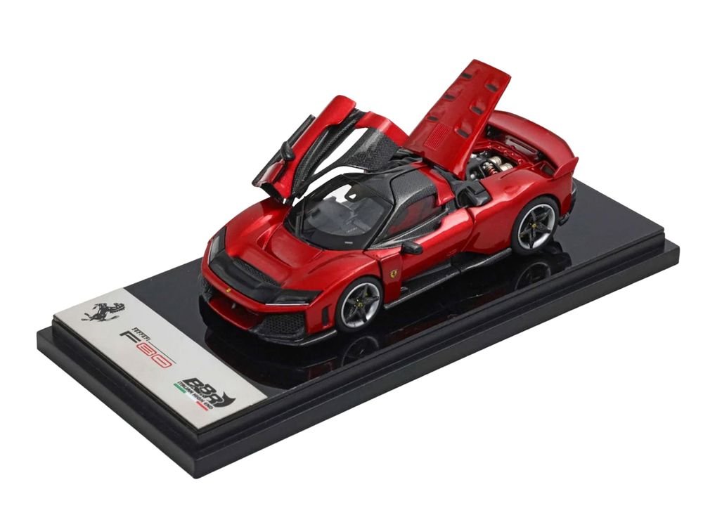 Ferrari F80 Supercar Rosso (Red) Metallic with Black Metallic Top 1/64 Diecast Model Car by BBR view 2