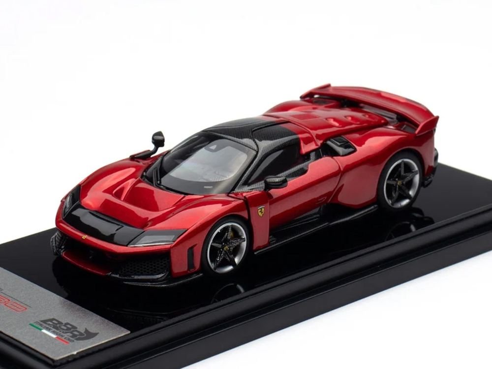 Ferrari F80 Supercar Rosso (Red) Metallic with Black Metallic Top 1/64 Diecast Model Car by BBR view 4
