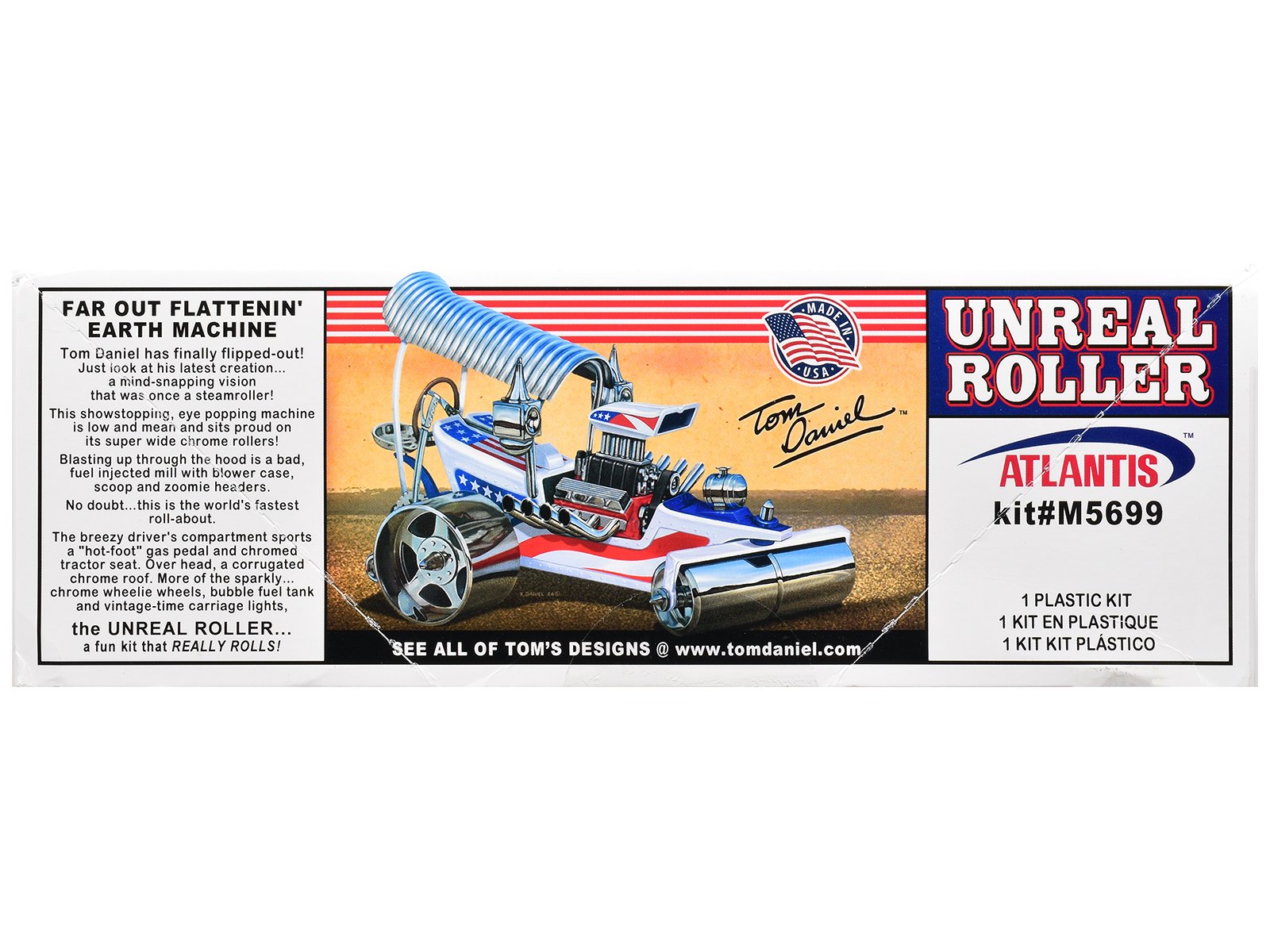 Skill 2 Model Kit Tom Daniel's Unreal Roller "America 250th Anniversary" Edition 1/24 Scale Model by Atlantis view 3