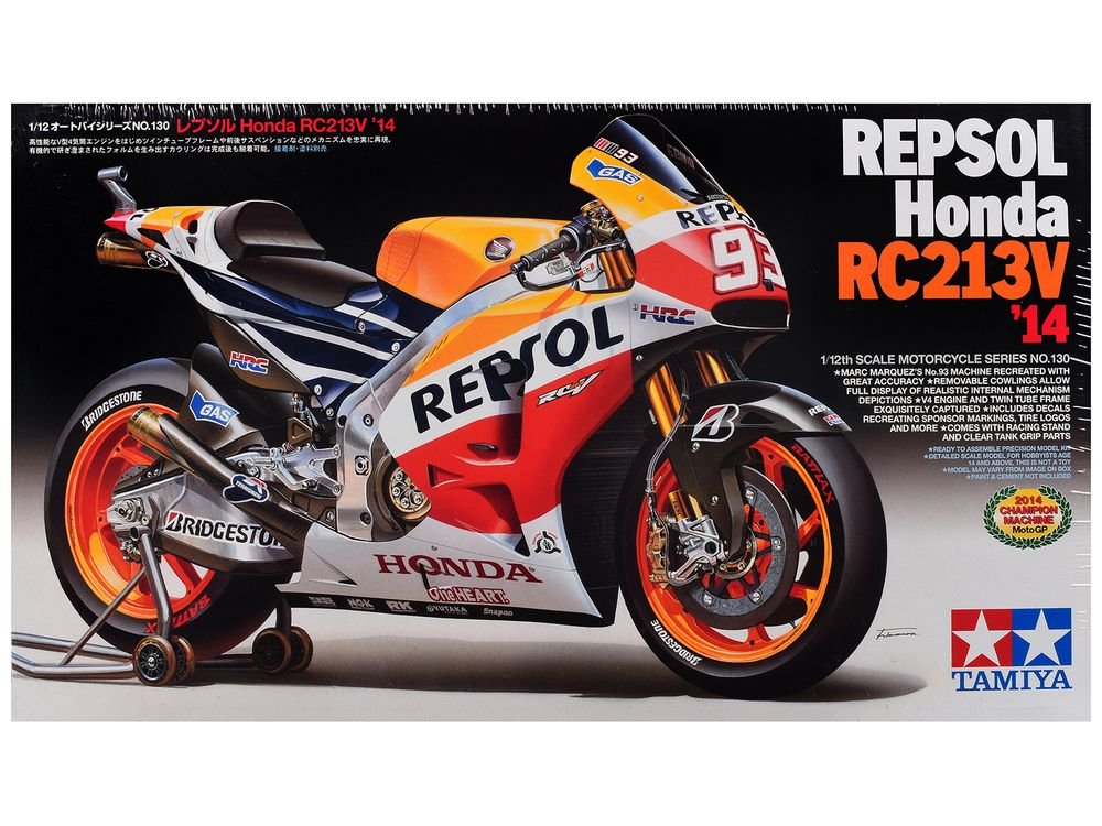 Model Kit Honda RC213V Motorcycle #93 Marc Marquez "Repsol Honda" Winner "Moto GP Championship" (2014) 1/12 Scale Model by Tamiya