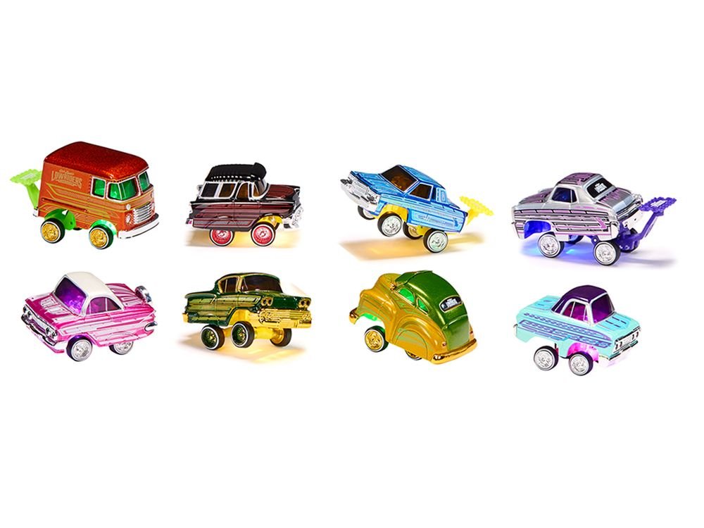 "Lowriders Show Glow" Series 4 Set of 8 Pieces Diecast Model Cars by CarTuned view 2