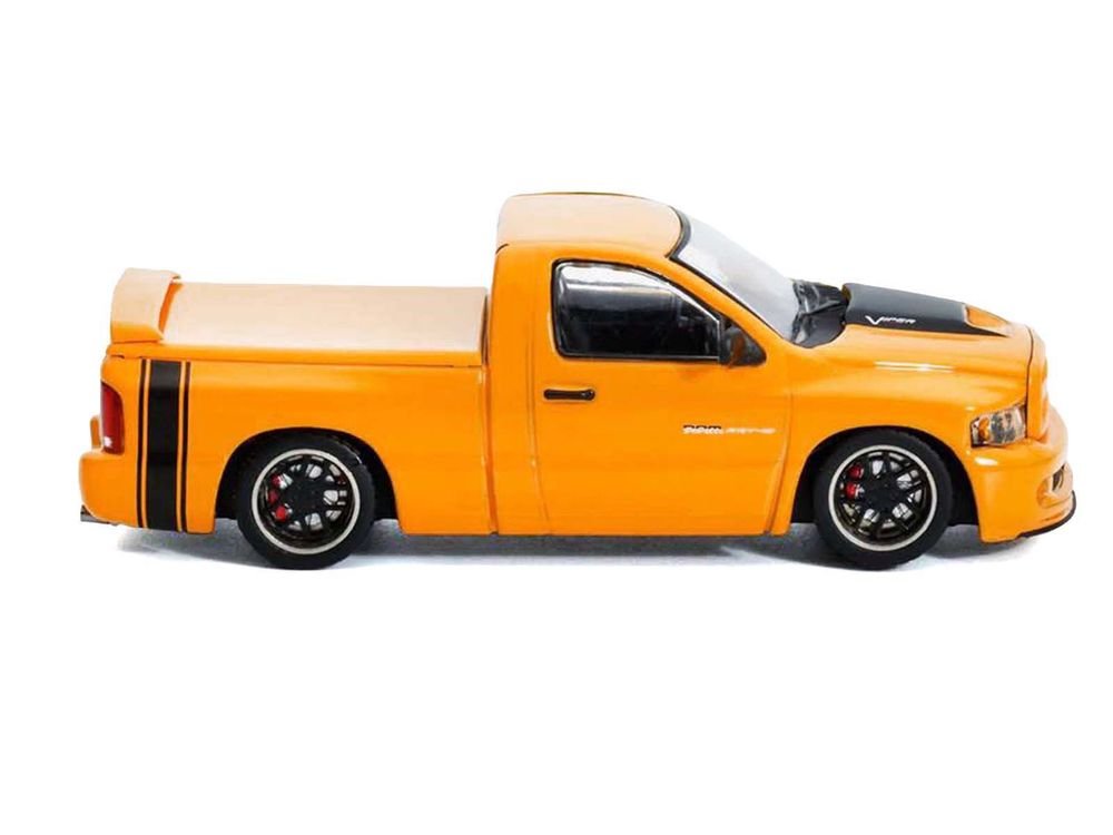 2003 Dodge Ram SRT-10 Pickup Truck Yellow with Black Tail Stripe 1/64 Diecast Model Car by Shoom64 Models view 3