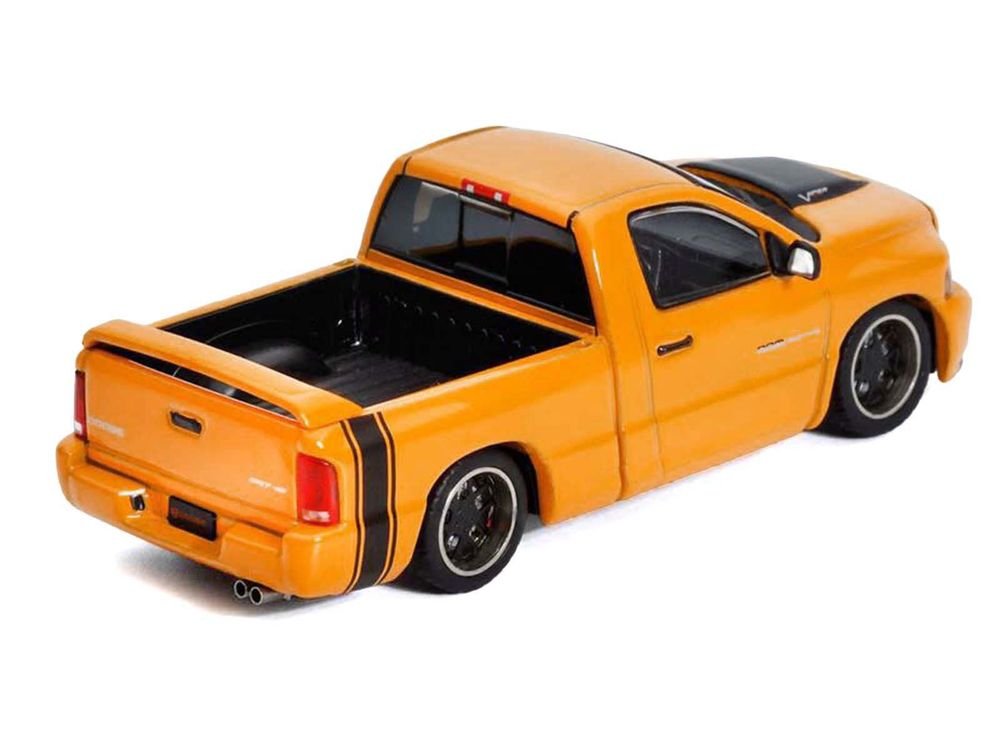 2003 Dodge Ram SRT-10 Pickup Truck Yellow with Black Tail Stripe 1/64 Diecast Model Car by Shoom64 Models view 4