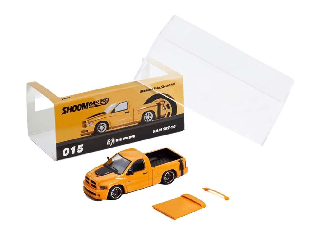 2003 Dodge Ram SRT-10 Pickup Truck Yellow with Black Tail Stripe 1/64 Diecast Model Car by Shoom64 Models view 5