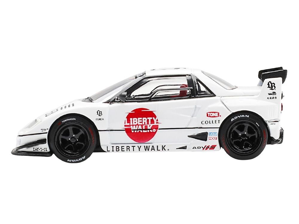 Mazda AZ-1 Liberty Walk LB40 RHD (Right Hand Drive) #58 "LB-Hinomaru" White with Graphics and Red Interior Limited Edition 1/64 Diecast Model Car by Mini GT view 3