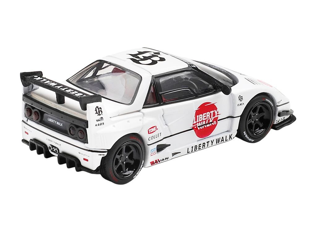 Mazda AZ-1 Liberty Walk LB40 RHD (Right Hand Drive) #58 "LB-Hinomaru" White with Graphics and Red Interior Limited Edition 1/64 Diecast Model Car by Mini GT view 4
