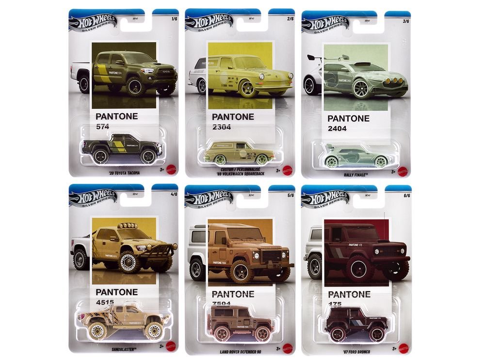 "Pantone" 10 piece Set B "Silver Series" Diecast Model Cars by Hot Wheels