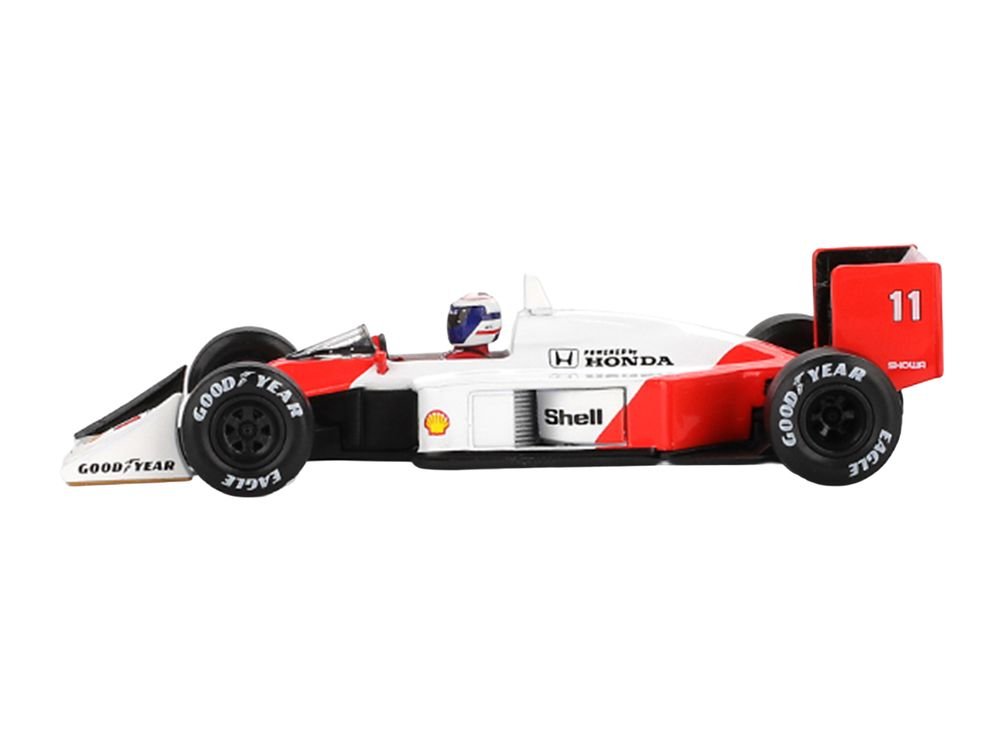 McLaren MP4/4 #11 Alain Prost 2nd Place Formula One F1 "Japanese GP" (1988) with Driver Figure Limited Edition 1/64 Diecast Model Car by Mini GT view 3
