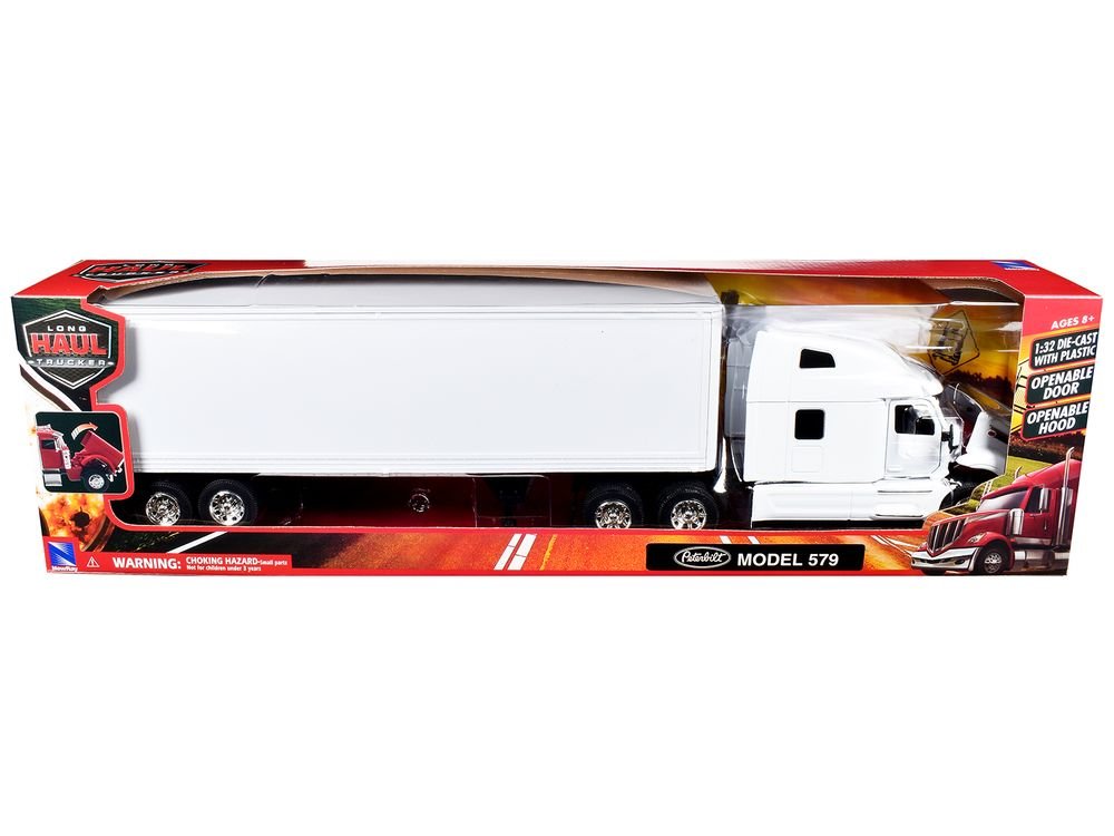 Peterbilt 579 Truck White with Dry Goods Trailer White "Long Haul Truckers" Series 1/32 Diecast Model by New Ray view 3