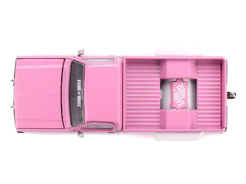 Chevrolet Silverado Dually Pickup Truck "Vintage Spec V2" Pink with White Sides (Designed by Jun Imai) "Kaido House" Special 1/64 Diecast Model Car by Mini GT view 5
