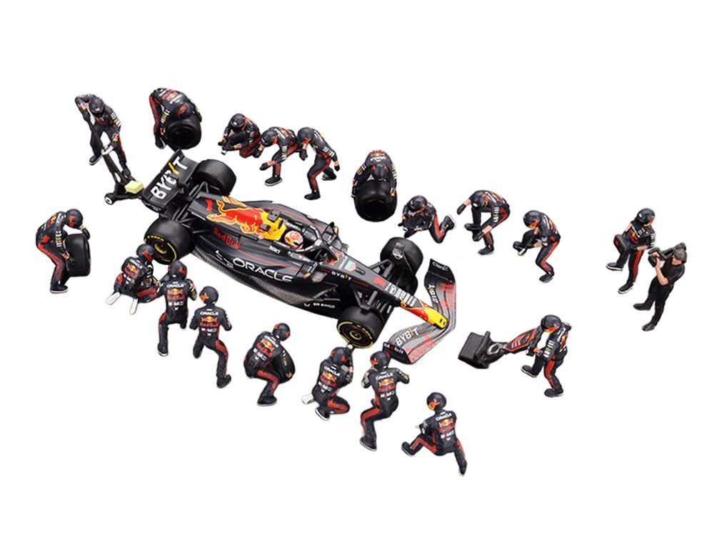 Red Bull RB19 #1 Max Verstappen Winner Formula One F1 "Japanese GP" (2023) with Red Bull Pit Crew Set of 21 pieces Limited Edition to 5000 pieces Worldwide 1/64 Diecast Model Car by Mini GT view 2