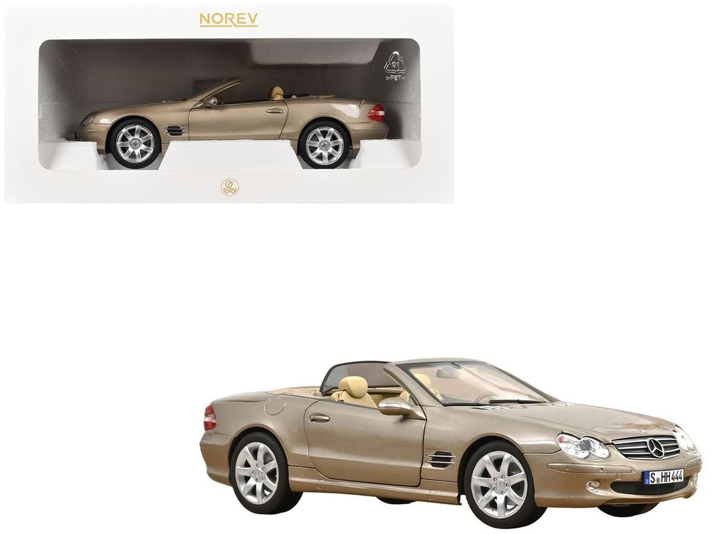 2003 Mercedes-Benz SL 500 Type R230 Travertine Beige Metallic 1/18 Diecast Model Car by Norev