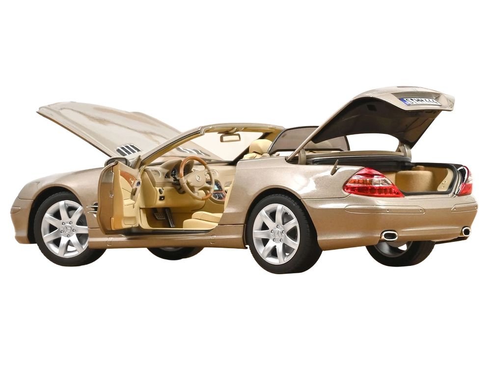 2003 Mercedes-Benz SL 500 Type R230 Travertine Beige Metallic 1/18 Diecast Model Car by Norev view 3