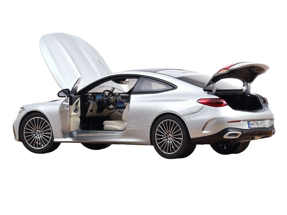 2024 Mercedes-Benz CLE Coupe Hightech Silver Metallic 1/18 Diecast Model Car by Norev view 2