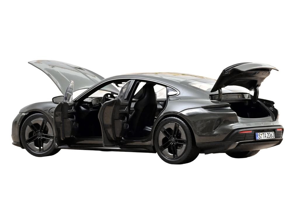 2024 Porsche Taycan Turbo S Slate Gray Neo 1/18 Diecast Model Car by Norev view 2